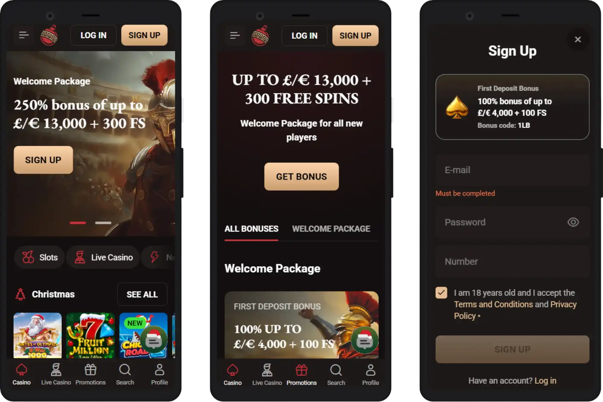 LegionBet Casino mobile version for playing on smartphones