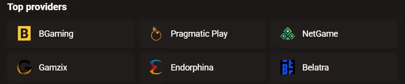 Casino game providers available at LegionBet Casino
