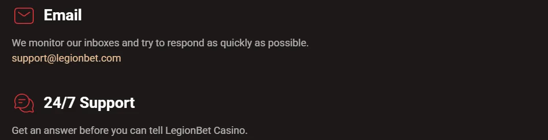 LegionBet Casino customer support and help center